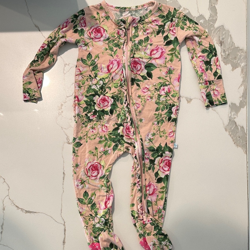 Floral Pink and Green Kids One Piece